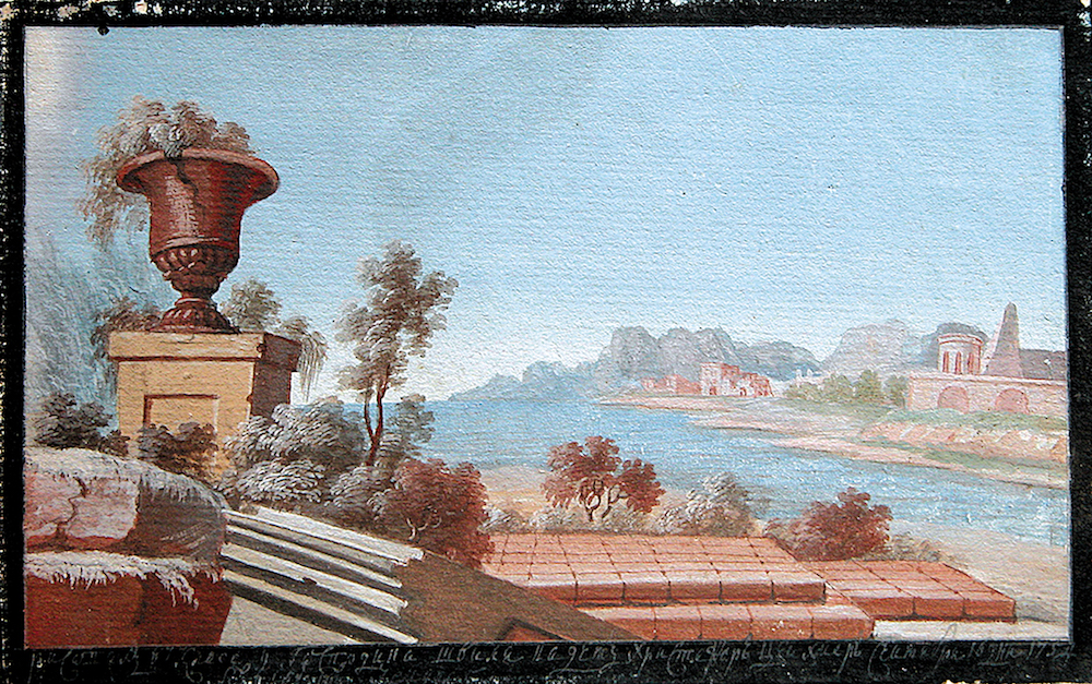 Х. Цейхнер. Пейзаж с вазой на берегу. 1754