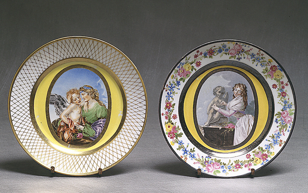 Тарелки с миниатюрами по картинам из собрания Юсупова. 1818-1821.