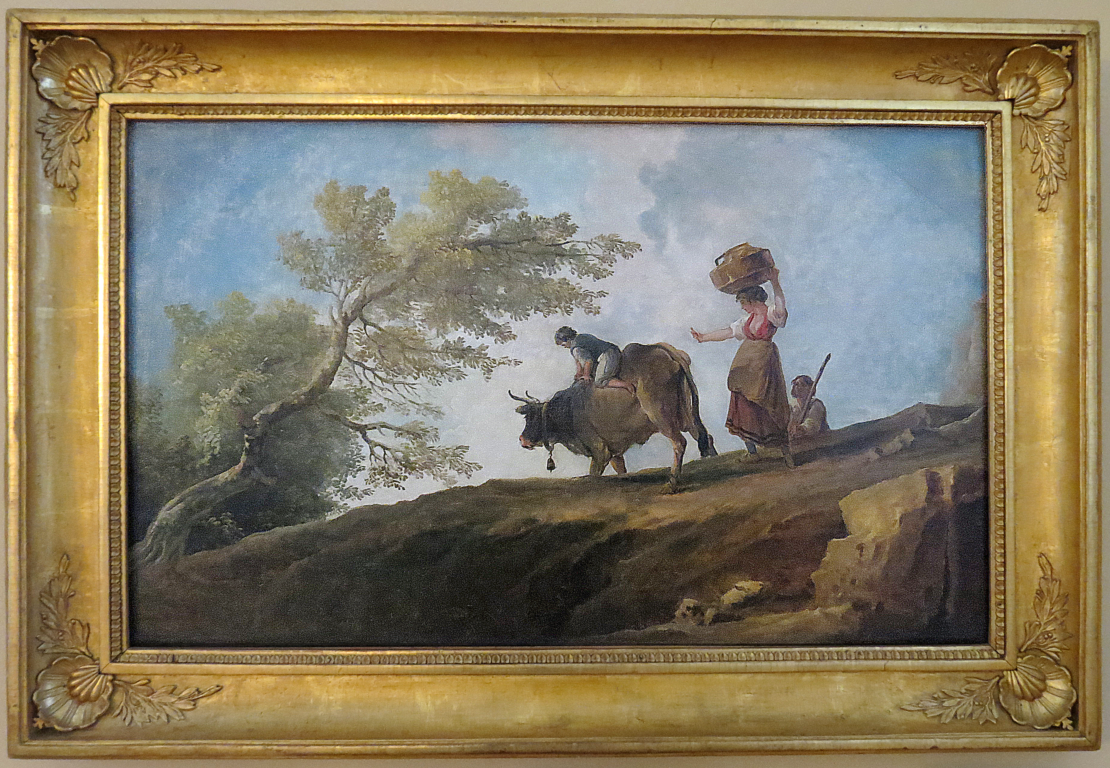 Юбер Робер (1733–1808). Пейзаж с быком. Холст, масло.