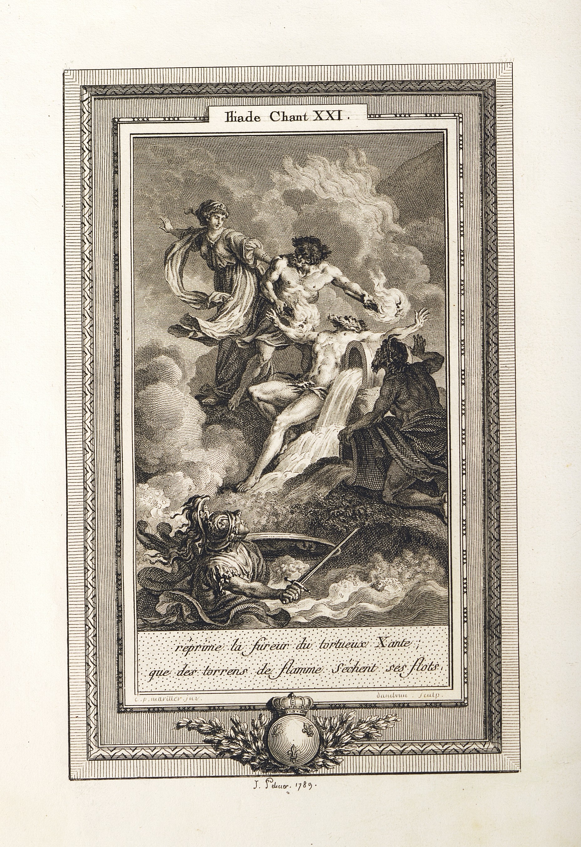 7.	Иллюстрация к песне 21 «Илиады» Гомера (Париж: Дидо, 1788 / РК инв. № 18369).