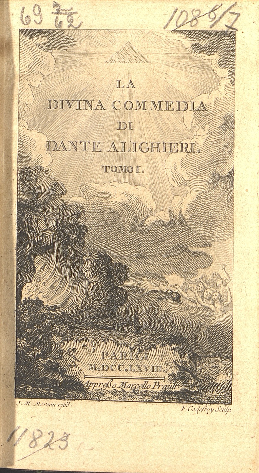 Титульный лист 1 тома издания Данте Алигьери «Божественная комедия» (Париж, 1768 г.)